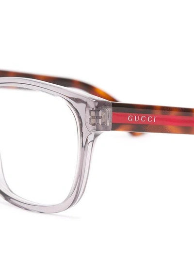 Shop Gucci Square Glasses In Grey