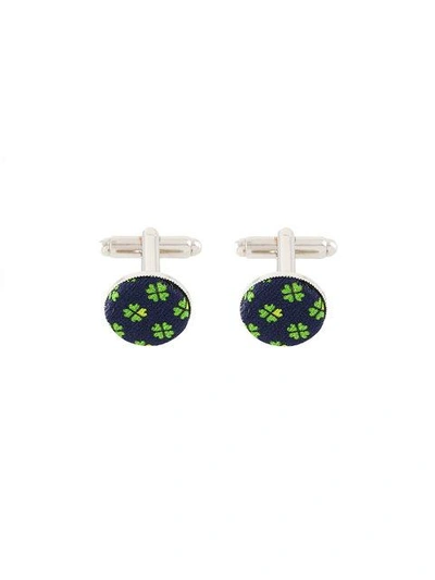 Shop Fefè Glamour Pochette Fefè Floral Print Cufflinks - Blue