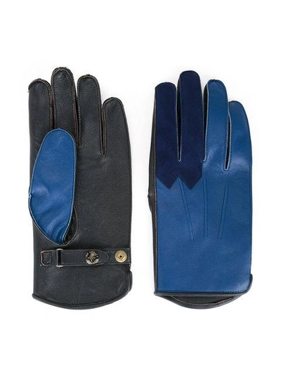 Shop Addict Clothes Japan Bicolour Gloves In Blue