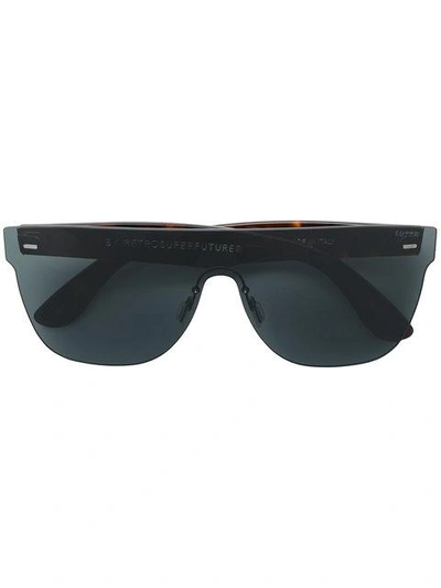 Shop Retrosuperfuture Screen Flat Top Sunglasses In Black