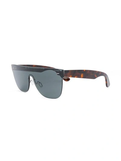 Shop Retrosuperfuture Screen Flat Top Sunglasses In Black