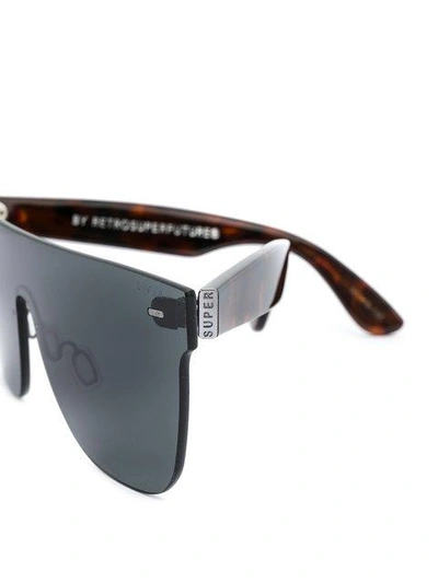 Shop Retrosuperfuture Screen Flat Top Sunglasses In Black