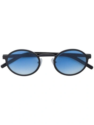 Shop Blyszak Black Oval Sunglasses With Ocean Gradient Lenses