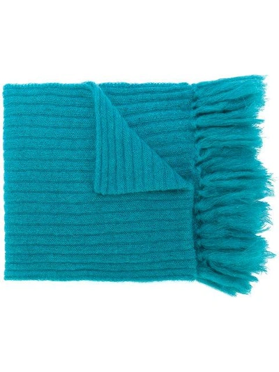 Shop Mp Massimo Piombo Ribbed Scarf In Blue