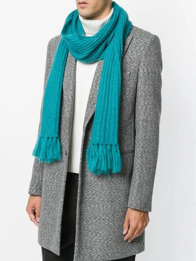 Shop Mp Massimo Piombo Ribbed Scarf In Blue