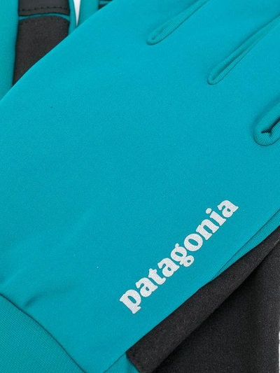 Shop Patagonia Panelled Logo Gloves - Blue