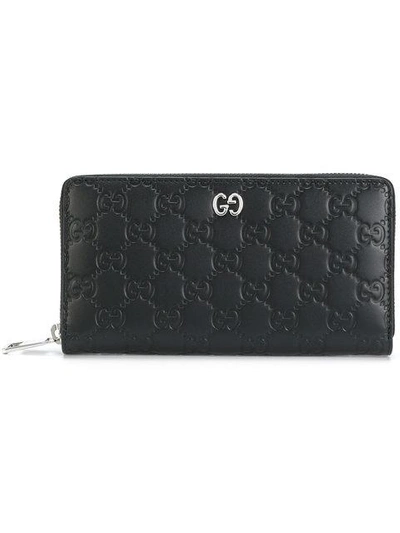 Shop Gucci -  Signature Zip Around Wallet  In Black