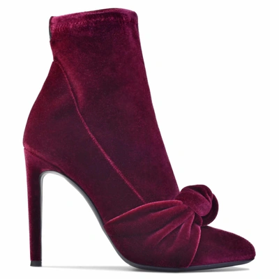 Shop Giuseppe Zanotti - Burgundy Velvet Boot With Bow Ophelia In Red