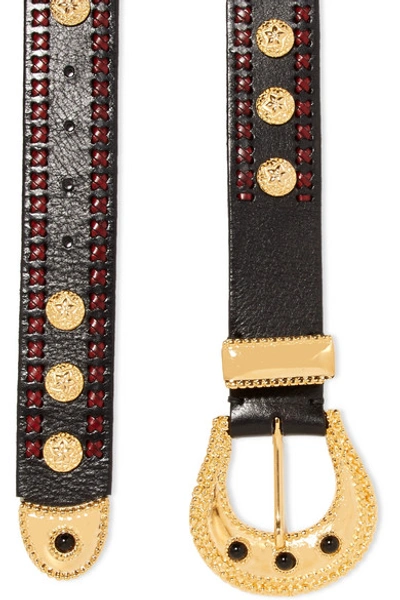 Shop Dodo Bar Or Gabrielle Embellished Textured-leather Belt