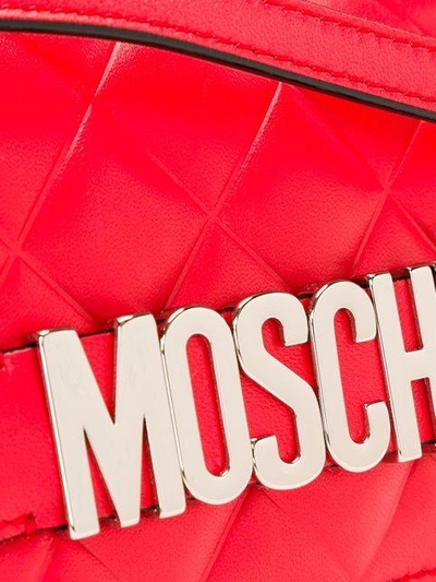 Shop Moschino Logo Plaque Shoulder Bag - Red