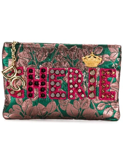 Shop Dolce & Gabbana Cherie Clutch In Green