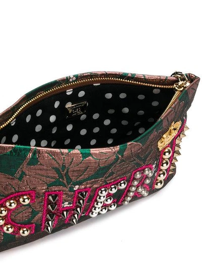 Shop Dolce & Gabbana Cherie Clutch In Green