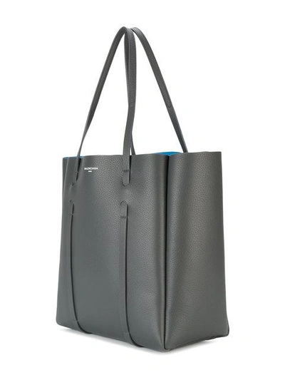 Shop Balenciaga Black Everyday Medium Leather Tote Bag - Grey