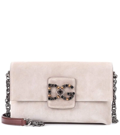 Shop Dolce & Gabbana Dg Millennials Suede Shoulder Bag In Beige