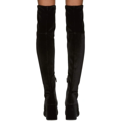 Shop Prada Black Velvet Over-the-knee Boots In F0002 Black