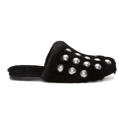 Shop Alexander Wang Black Shearling Amelia Slipper