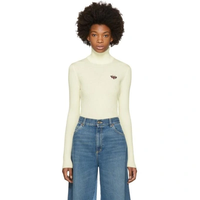 Gucci Butterfly Embroidered Turtleneck Top In 9066 Almond | ModeSens