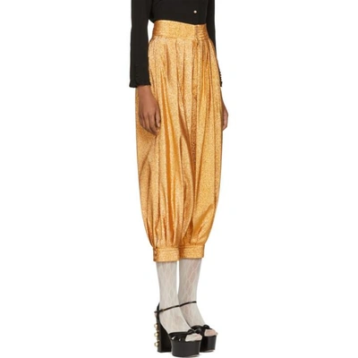 Shop Gucci Gold Lurex Crepe Bloomer Trousers