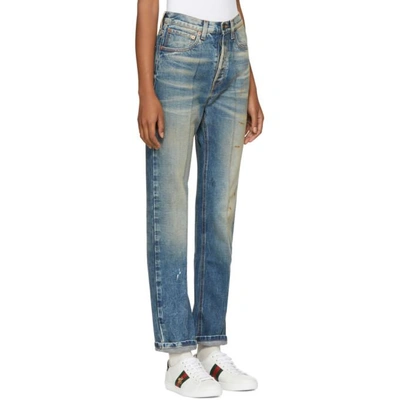 Shop Gucci Blue Butterfly Appliqué Jeans