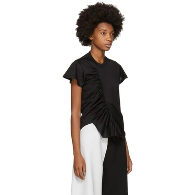 Shop Marques' Almeida Black Skewed Gathered Front T-shirt