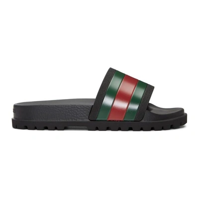 Shop Gucci Black Pursuit Treck Slides In 1098- Black