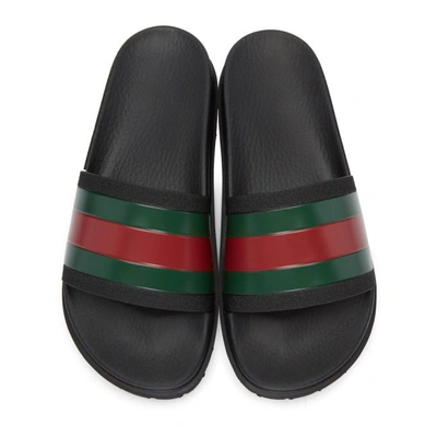 Shop Gucci Black Pursuit Treck Slides In 1098- Black