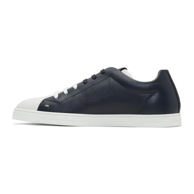 Shop Fendi Navy & White 'bag Bugs' Sneakers