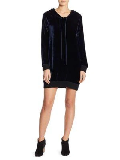 Shop Alice And Olivia North Velvet Sweatshirt Dress In Sapphire