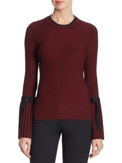 Shop 3.1 Phillip Lim / フィリップ リム Pleated Cuff Ribbed Pullover In Burgundy
