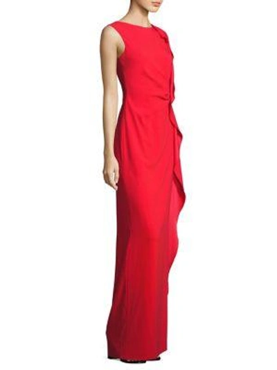 Shop Escada Guann Ruffle Gown In Acrylic Red