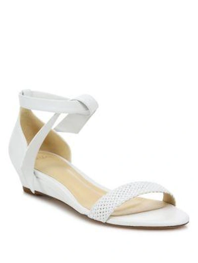 Shop Alexandre Birman Atenah Woven Leather Demi-wedge Sandals In White