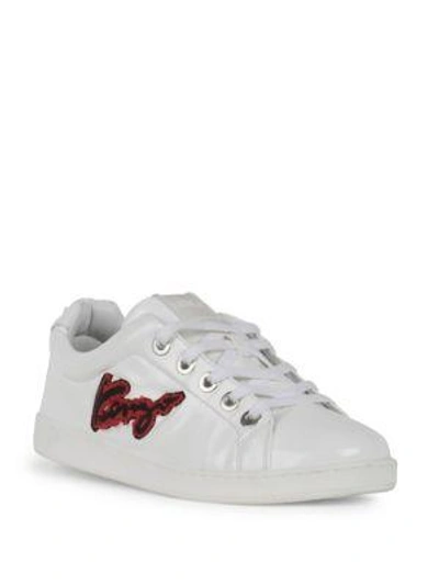 Shop Kenzo Imprime Embroidered Leather Low-top Sneakers In White