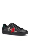 GUCCI New Ace Pierced Heart Leather Sneakers