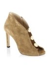 Jimmy Choo Lorna 100 Suede Peep Toe Booties In Hazel