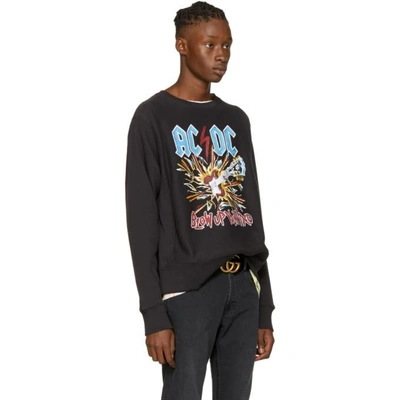 Gucci Ac/dc-print Crew-neck Cotton Sweatshirt In Black | ModeSens