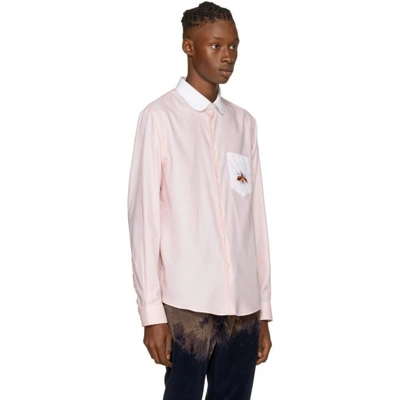 Shop Gucci Pink Embroidered Bee Shirt In 5539 Candy Pink