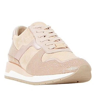 Elena Suede Metallic Trainers In Blush suede