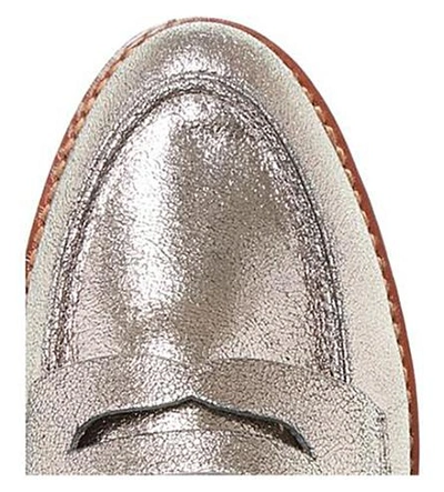 Shop Dune Gabryel Metallic Suede Flatform Loafers In Pewter-leather