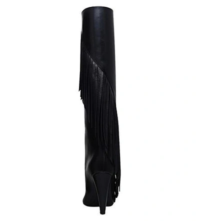 Shop Saint Laurent Niki 105 Fringed Leather Boots In Black