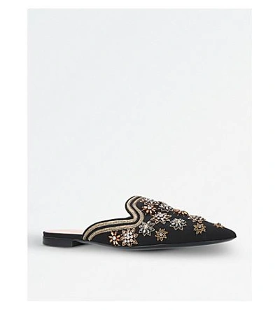 Shop Alberta Ferretti Mia Silk Starburst Crystal And Embroidery Mule In Blk/other