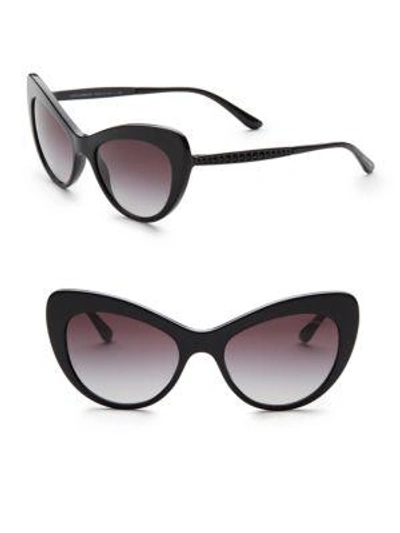 Dolce & Gabbana 52mm Cat Eye Sunglasses In Black/grey Gradient