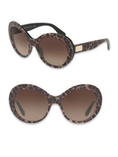Shop Dolce & Gabbana 57mm Leopard-print Oval Sunglasses