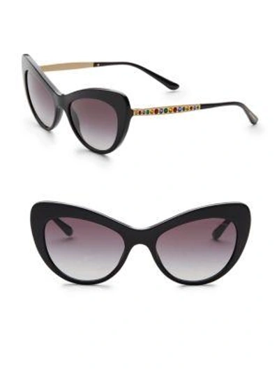 Dolce & Gabbana Logo Plaque Acetate Cat Eye Sunglasses In Black Gold