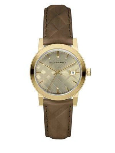 Shop Burberry Goldtone Quartz Stainless Steel Watch In Brown