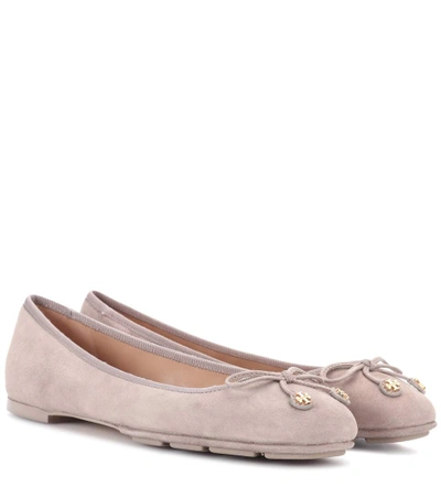 Shop Tory Burch Laila Driver Suede Ballerinas In Dust Storm