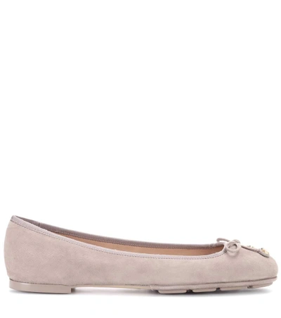 Shop Tory Burch Laila Driver Suede Ballerinas In Dust Storm