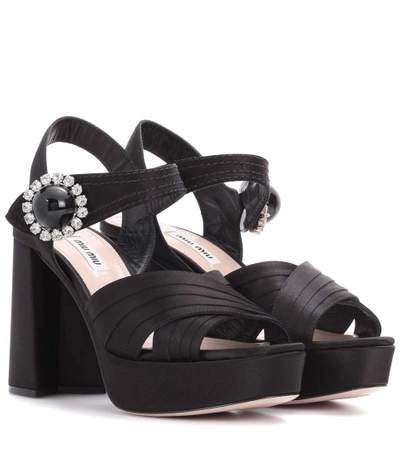 Miu Miu Satin Plateau Sandals