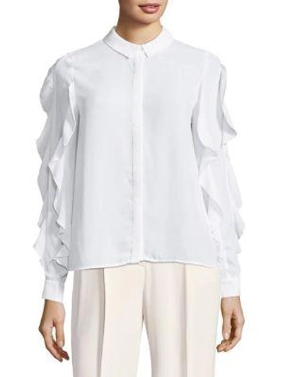 Shop Endless Rose Cascading Ruffle Blouse In Off White