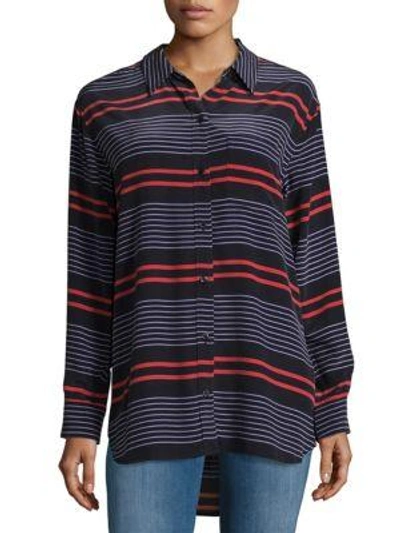 Shop Equipment Stripe Silk Casual Button-down Shirt In Eclipse