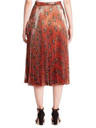 Shop Suno Pleated Midi Skirt In Orange